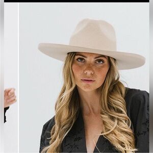 Gigi pip white wide brim wool hat pencil brim fedora
